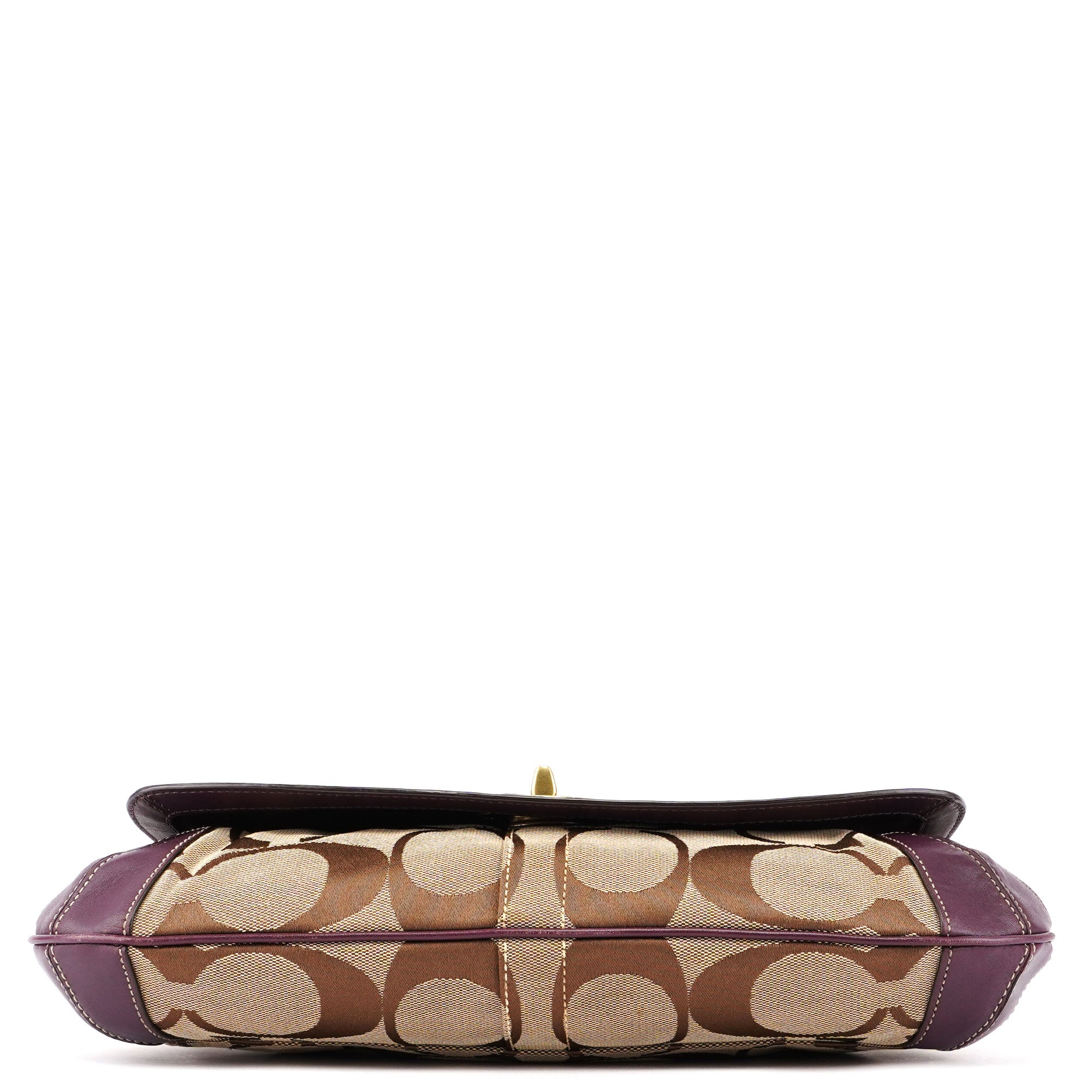 11257 Beige Brown Signature C Turnlock Shoulder Bag