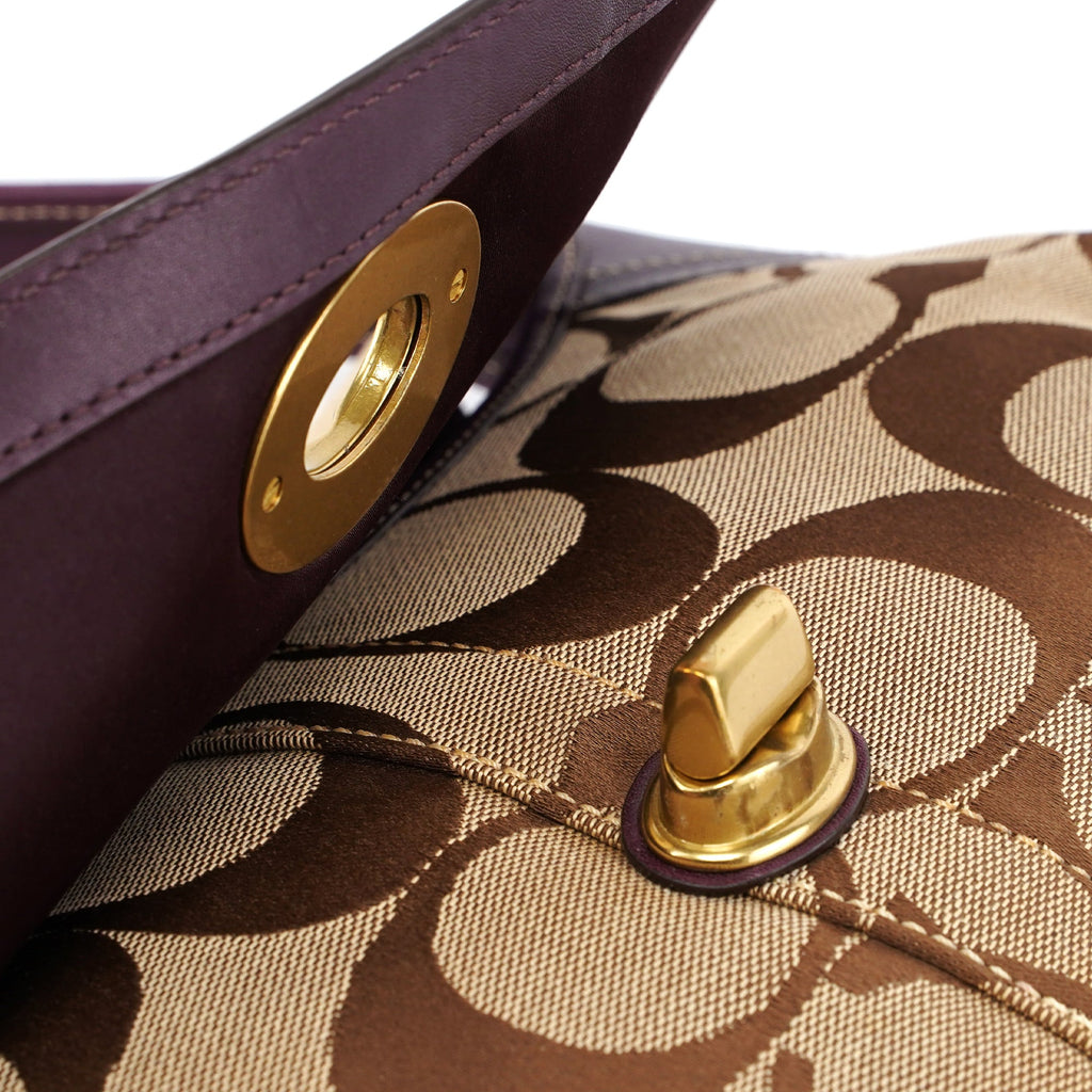 11257 Beige Brown Signature C Turnlock Shoulder Bag