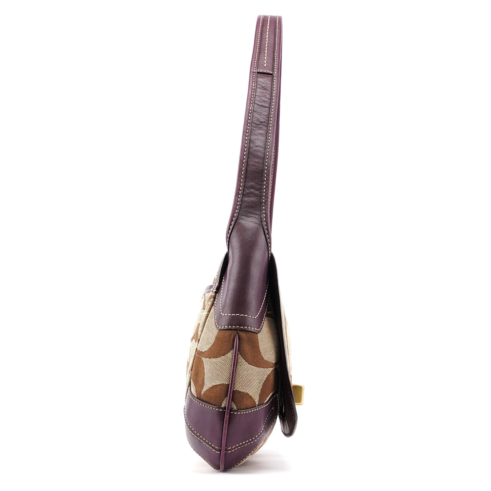 11257 Beige Brown Signature C Turnlock Shoulder Bag