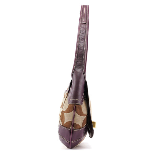 11257 Beige Brown Signature C Turnlock Shoulder Bag