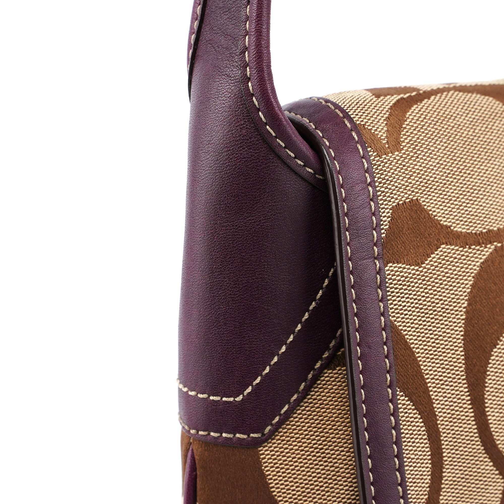 11257 Beige Brown Signature C Turnlock Shoulder Bag