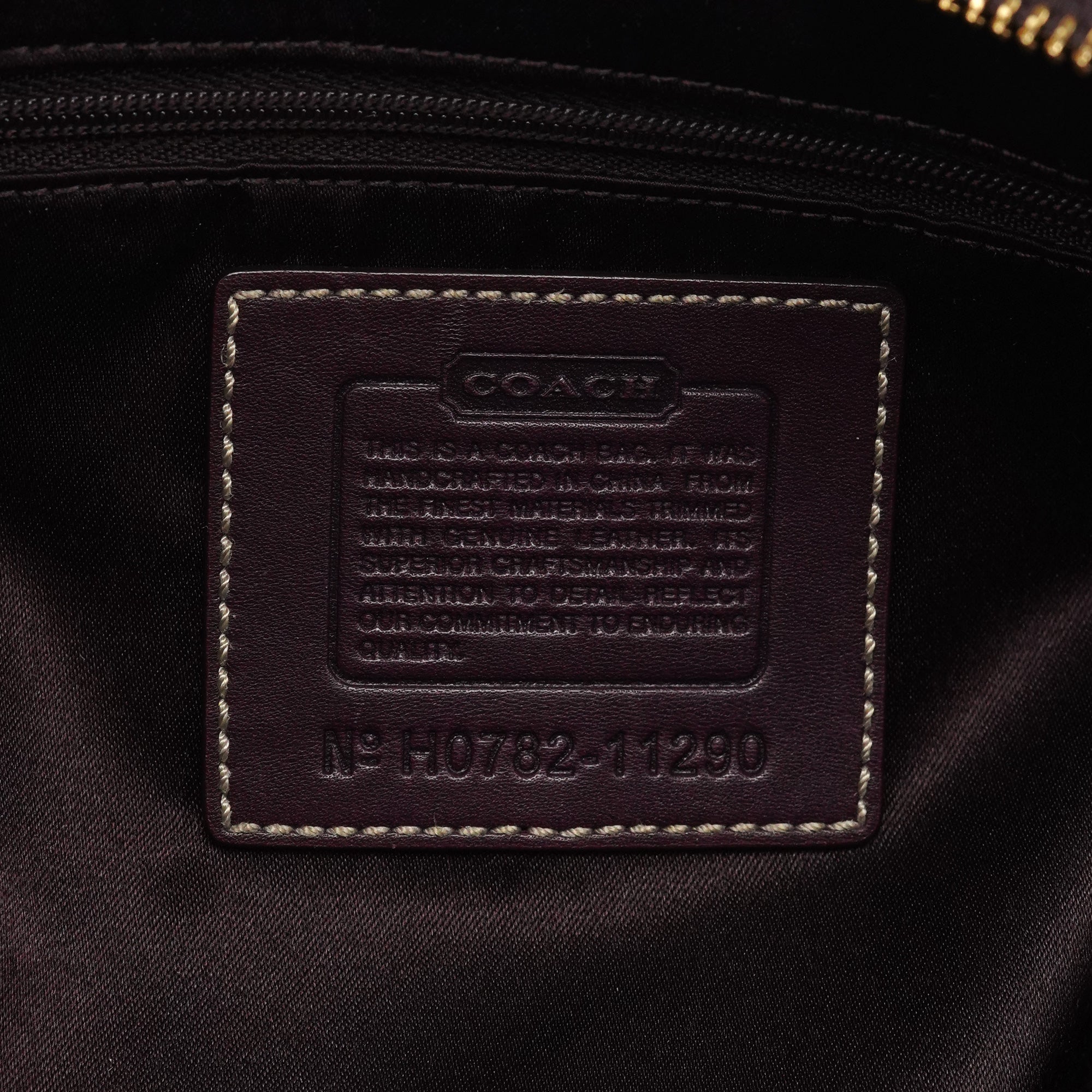 11290 Beige Purple Signature Shoulder Bag