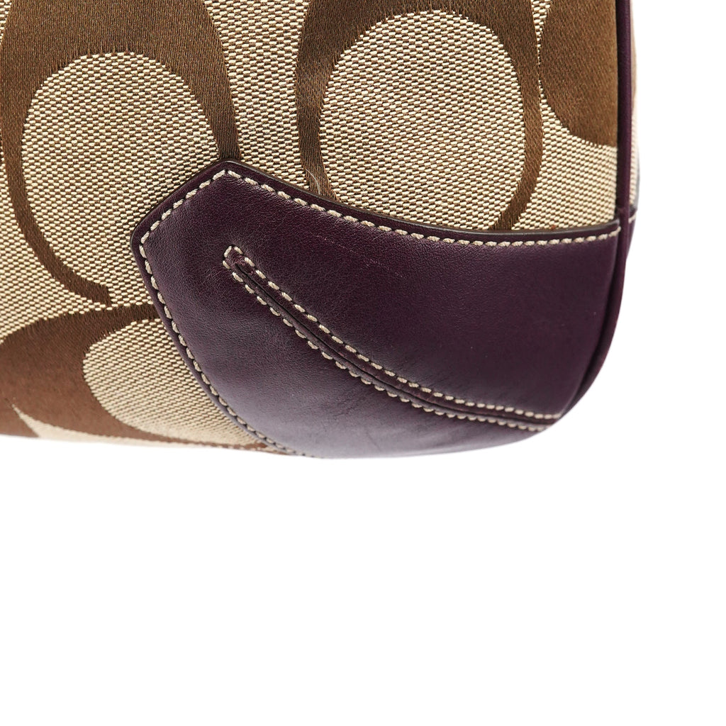 11290 Beige Purple Signature Shoulder Bag