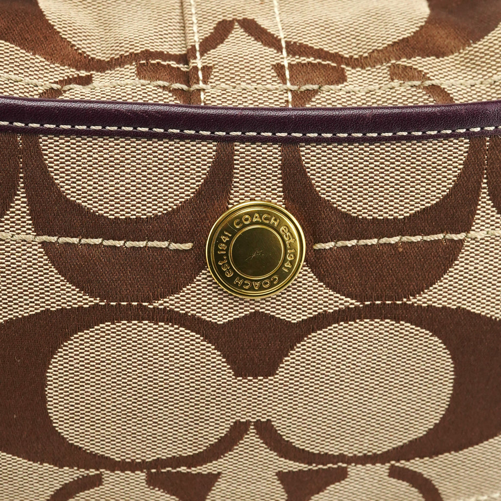 11290 Beige Purple Signature Shoulder Bag