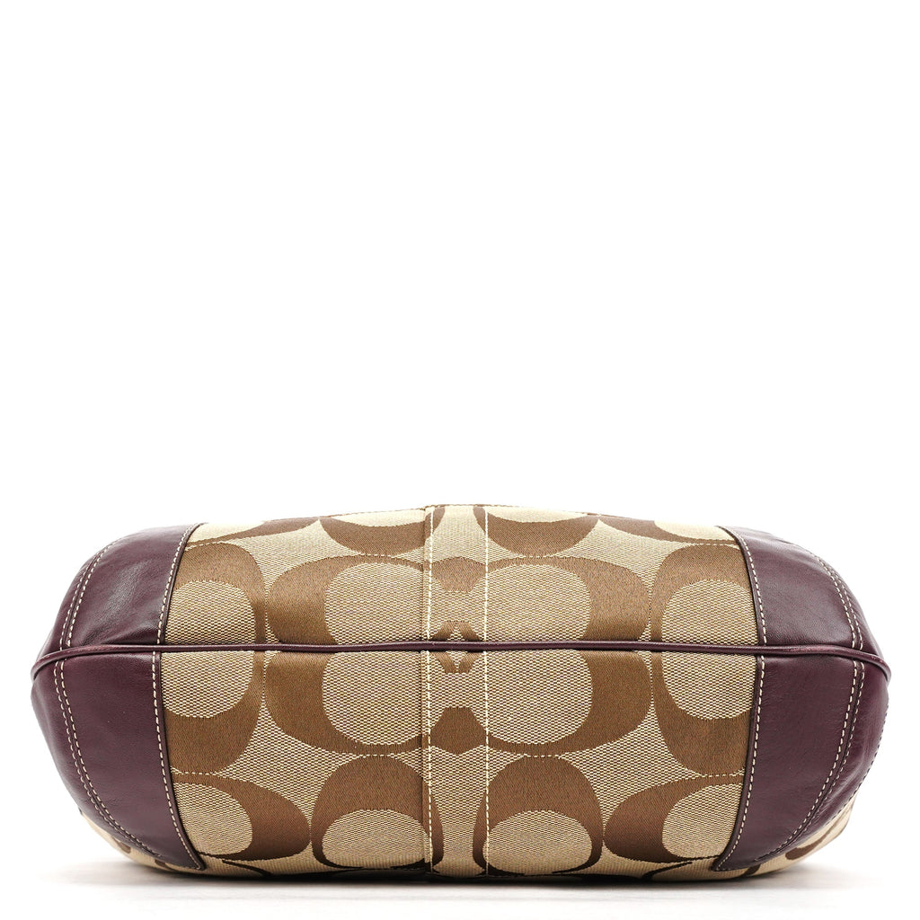 11290 Beige Purple Signature Shoulder Bag