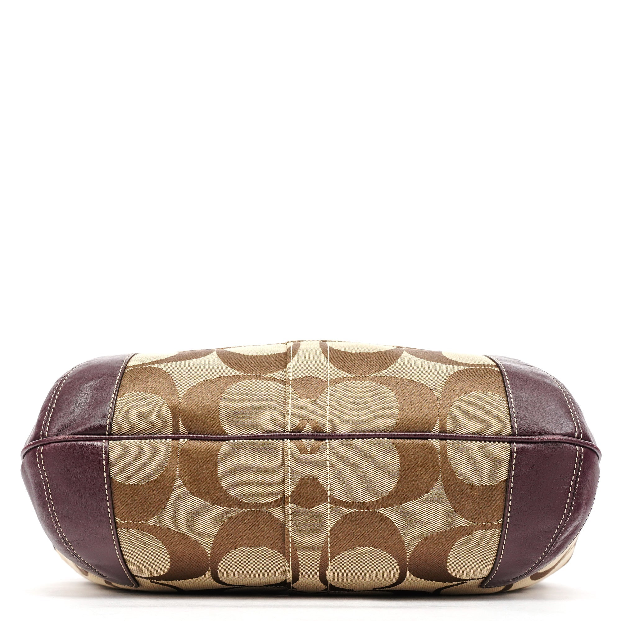 11290 Beige Purple Signature Shoulder Bag