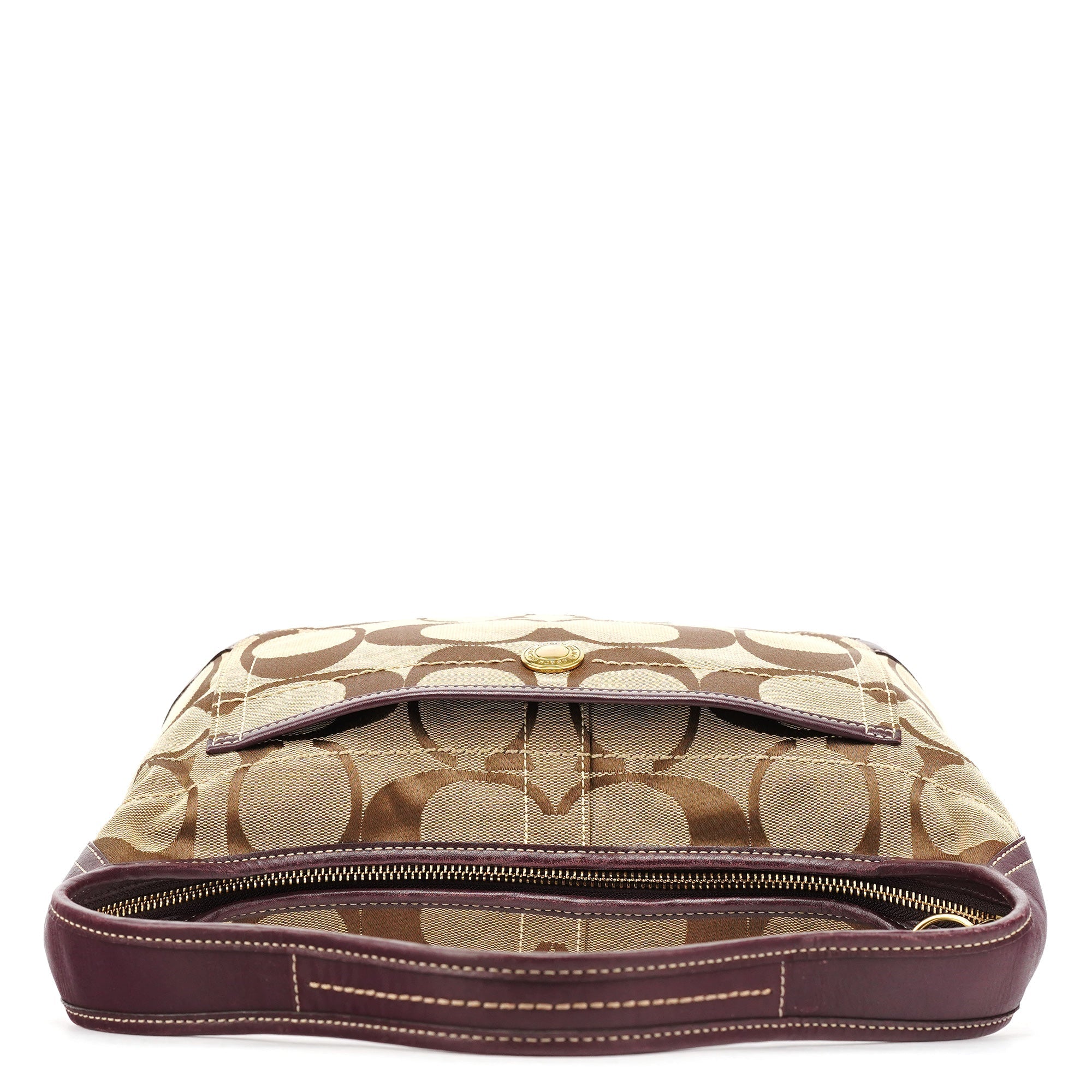 11290 Beige Purple Signature Shoulder Bag