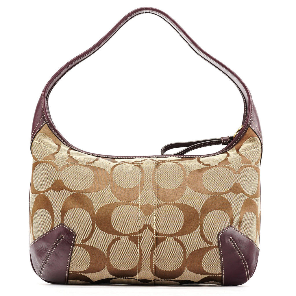 11290 Beige Purple Signature Shoulder Bag