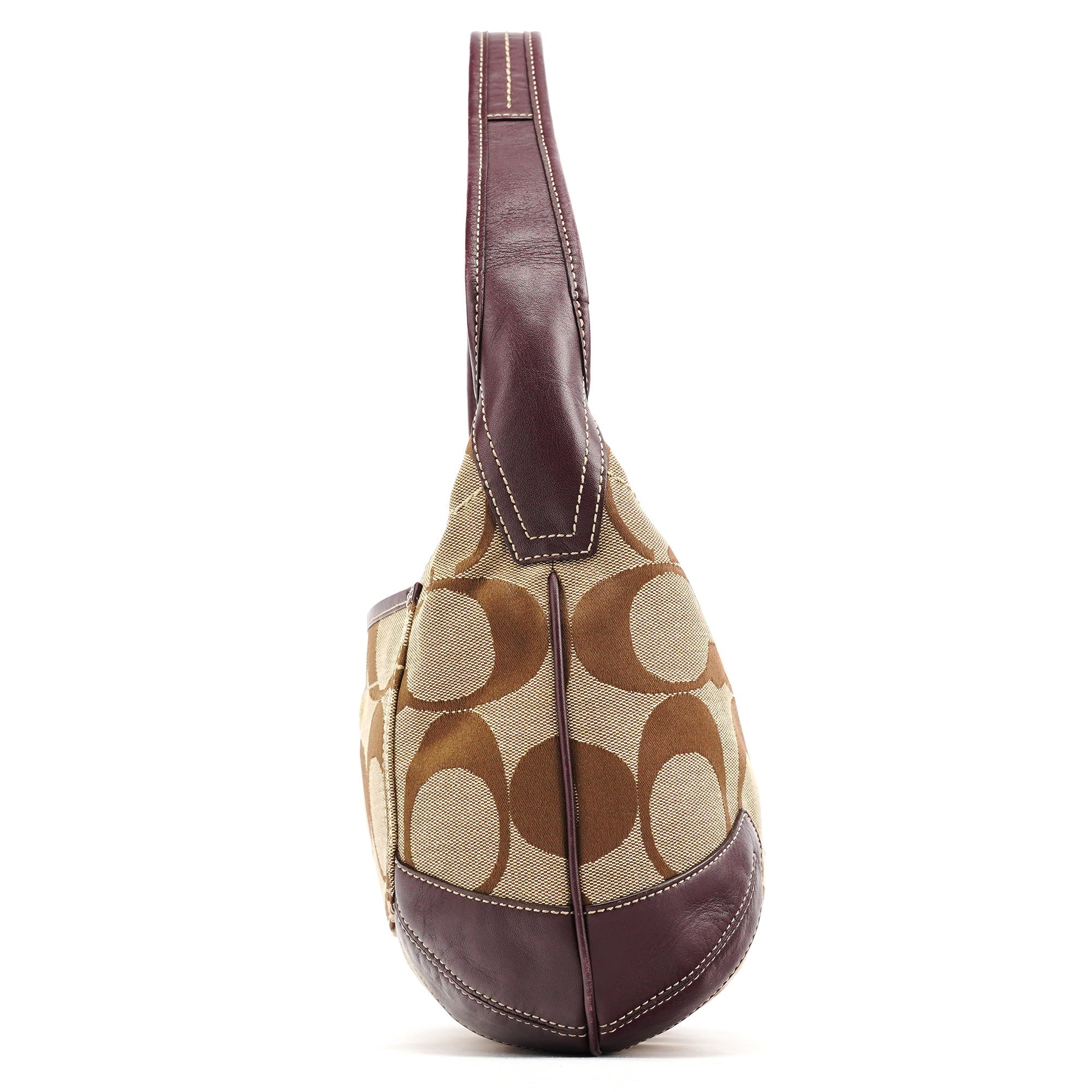11290 Beige Purple Signature Shoulder Bag