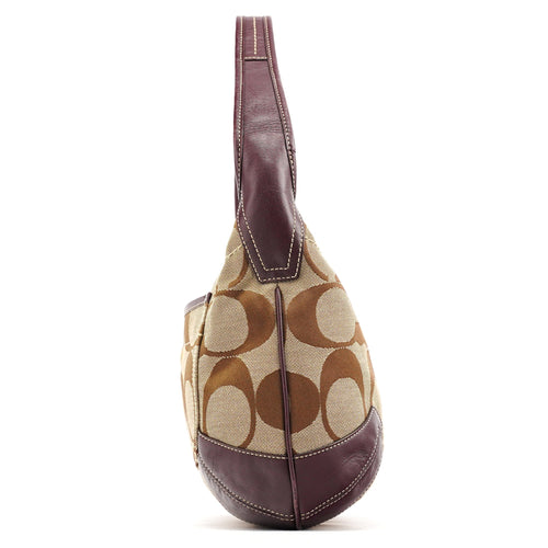 11290 Beige Purple Signature Shoulder Bag