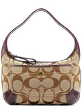 11290 Beige Purple Signature Shoulder Bag