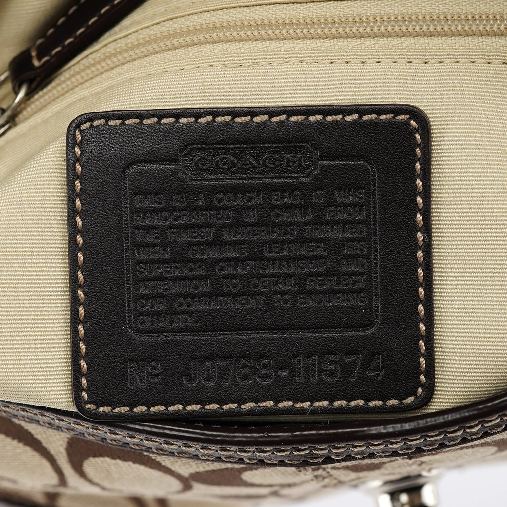 11574 Beige Brown Turnlock Shoulder Bag