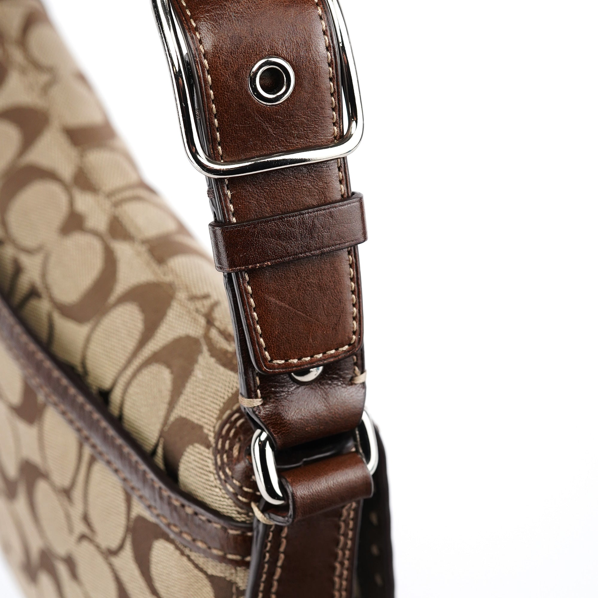 11574 Beige Brown Turnlock Shoulder Bag