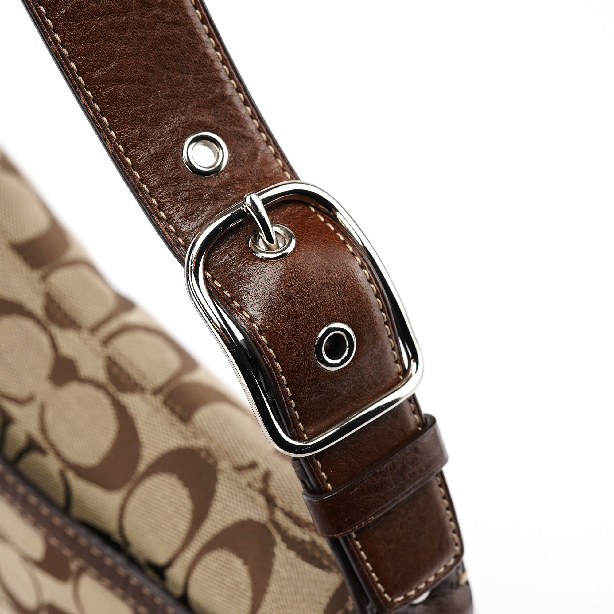 11574 Beige Brown Turnlock Shoulder Bag