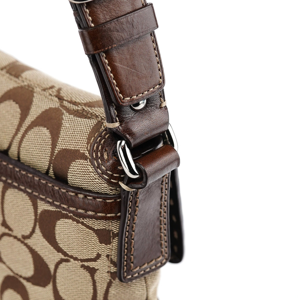 11574 Beige Brown Turnlock Shoulder Bag