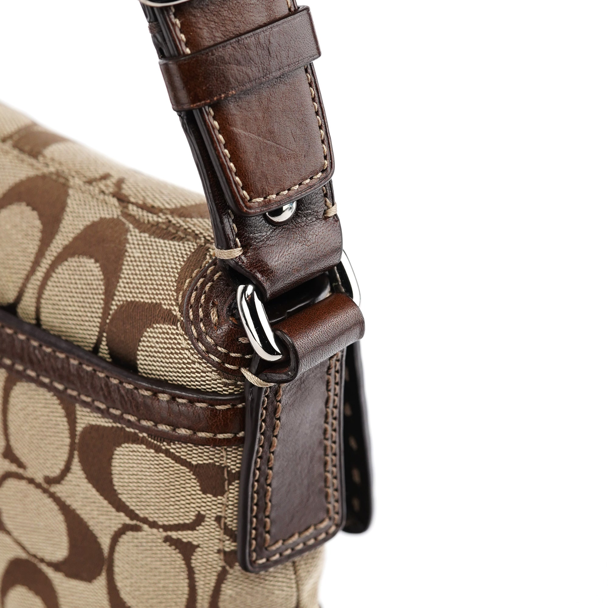 11574 Beige Brown Turnlock Shoulder Bag