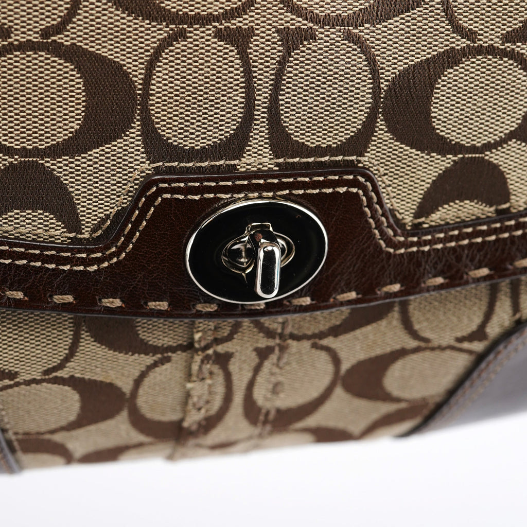 11574 Beige Brown Turnlock Shoulder Bag