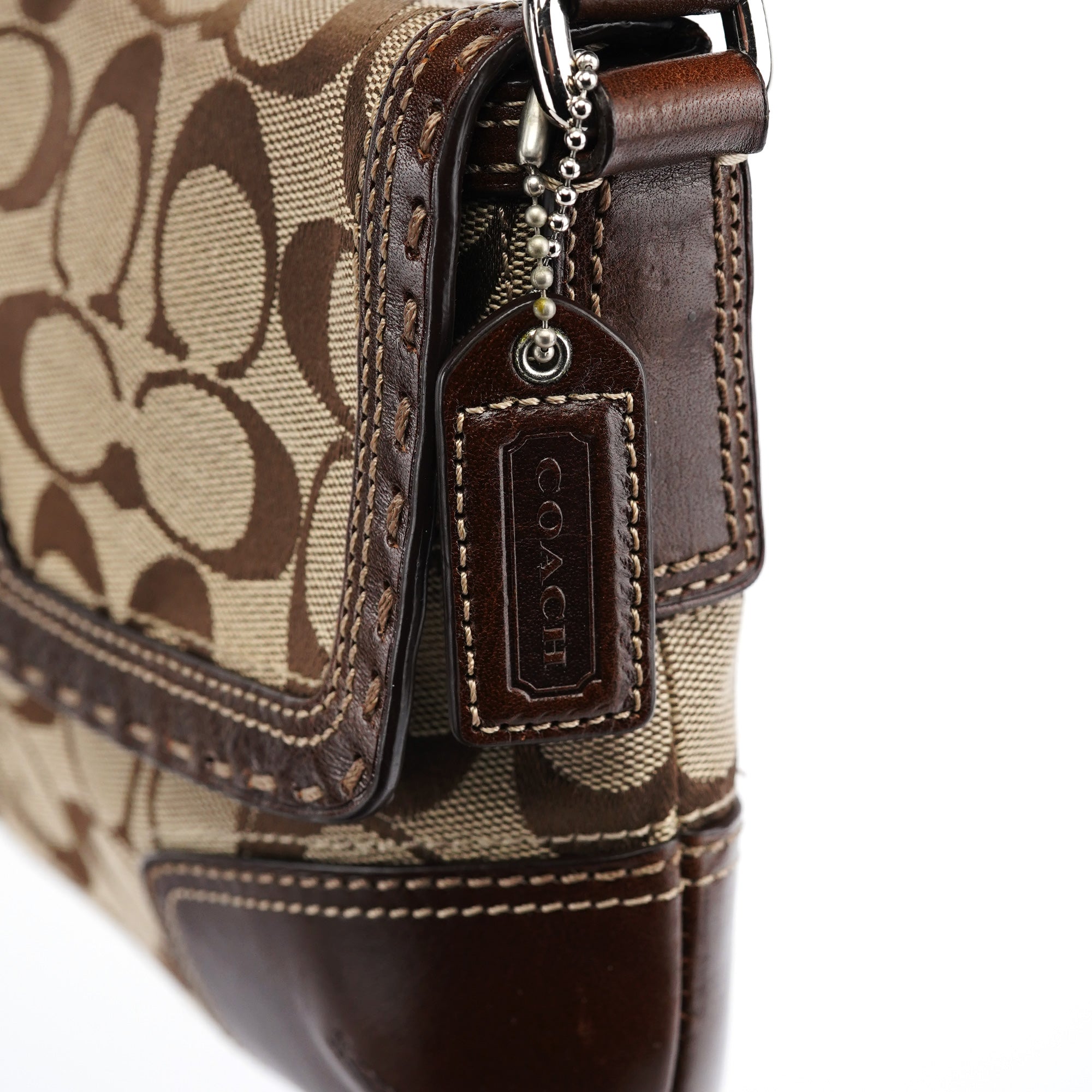 11574 Beige Brown Turnlock Shoulder Bag