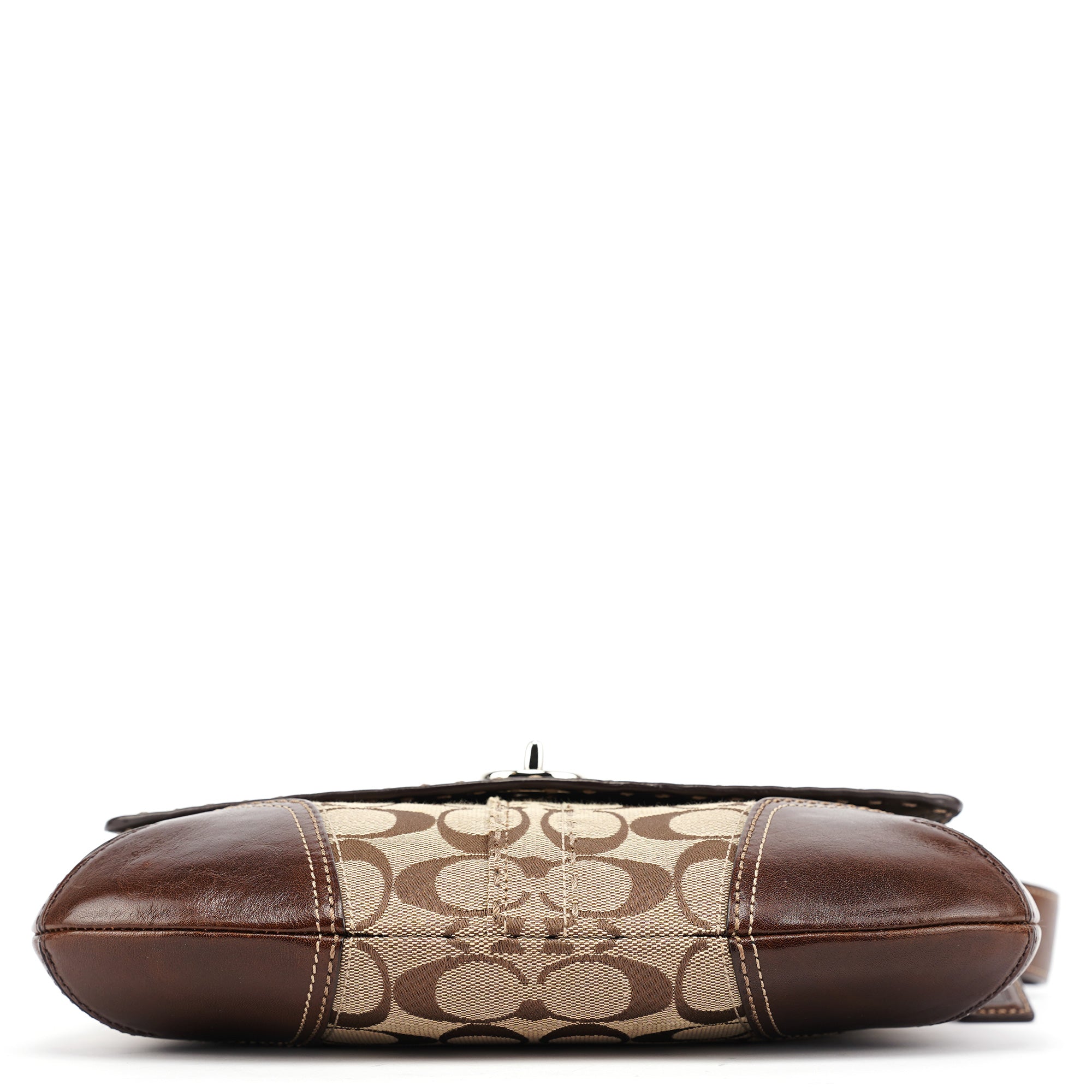 11574 Beige Brown Turnlock Shoulder Bag