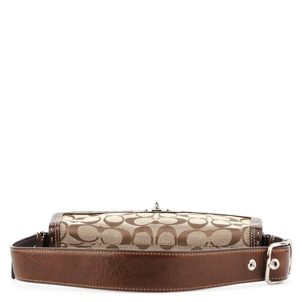 11574 Beige Brown Turnlock Shoulder Bag