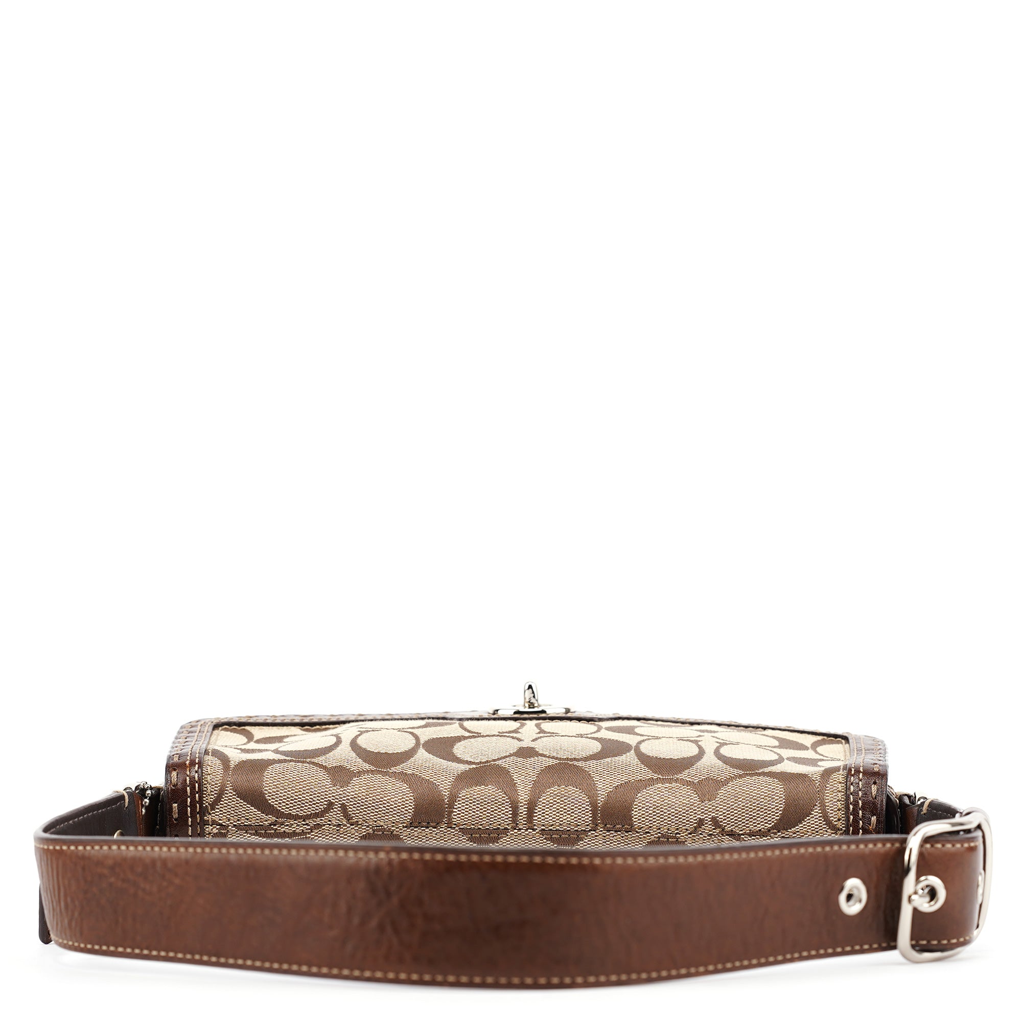 11574 Beige Brown Turnlock Shoulder Bag