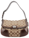 11574 Beige Brown Turnlock Shoulder Bag