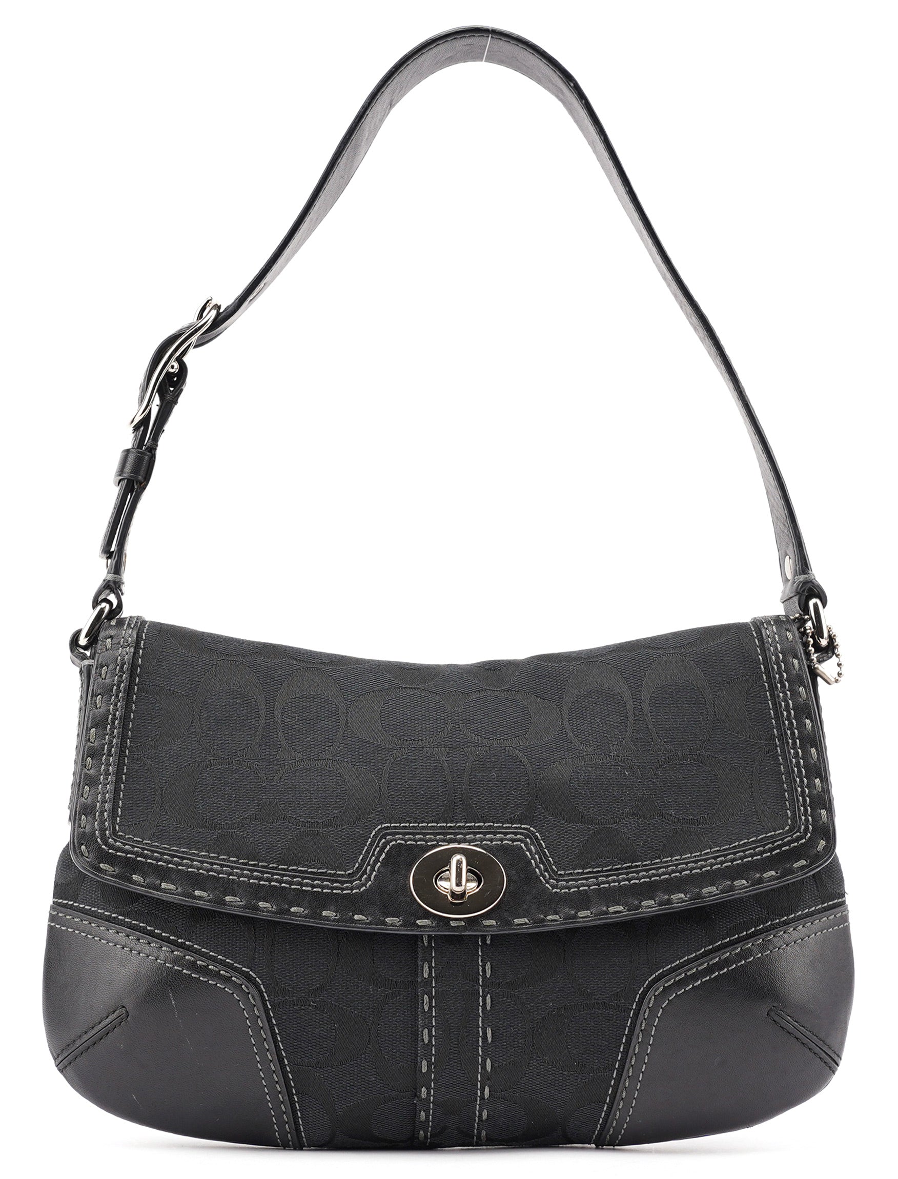 11574 Black Turnlock Shoulder Bag