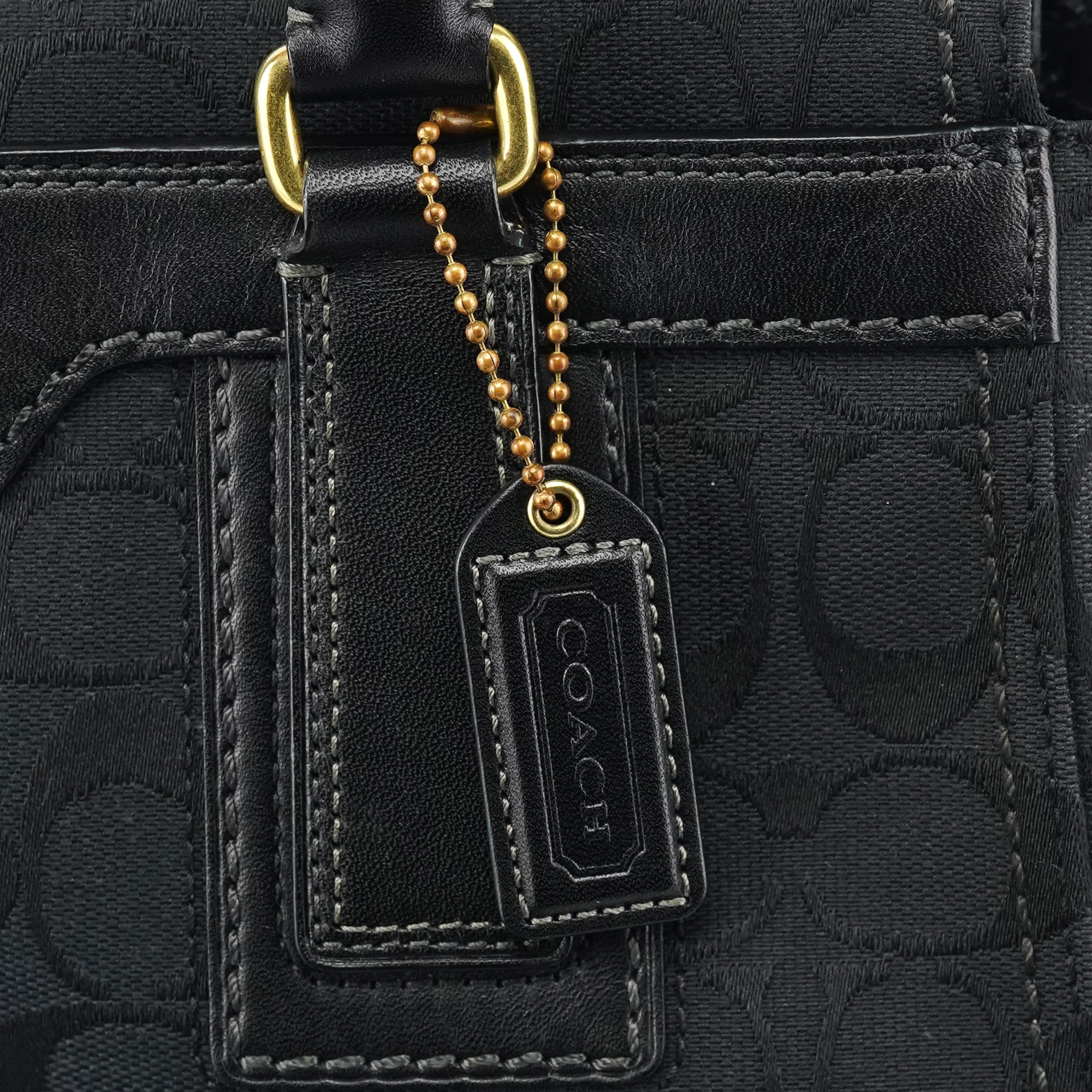 11602 Black Signature Leather Turnlock Tote Bag