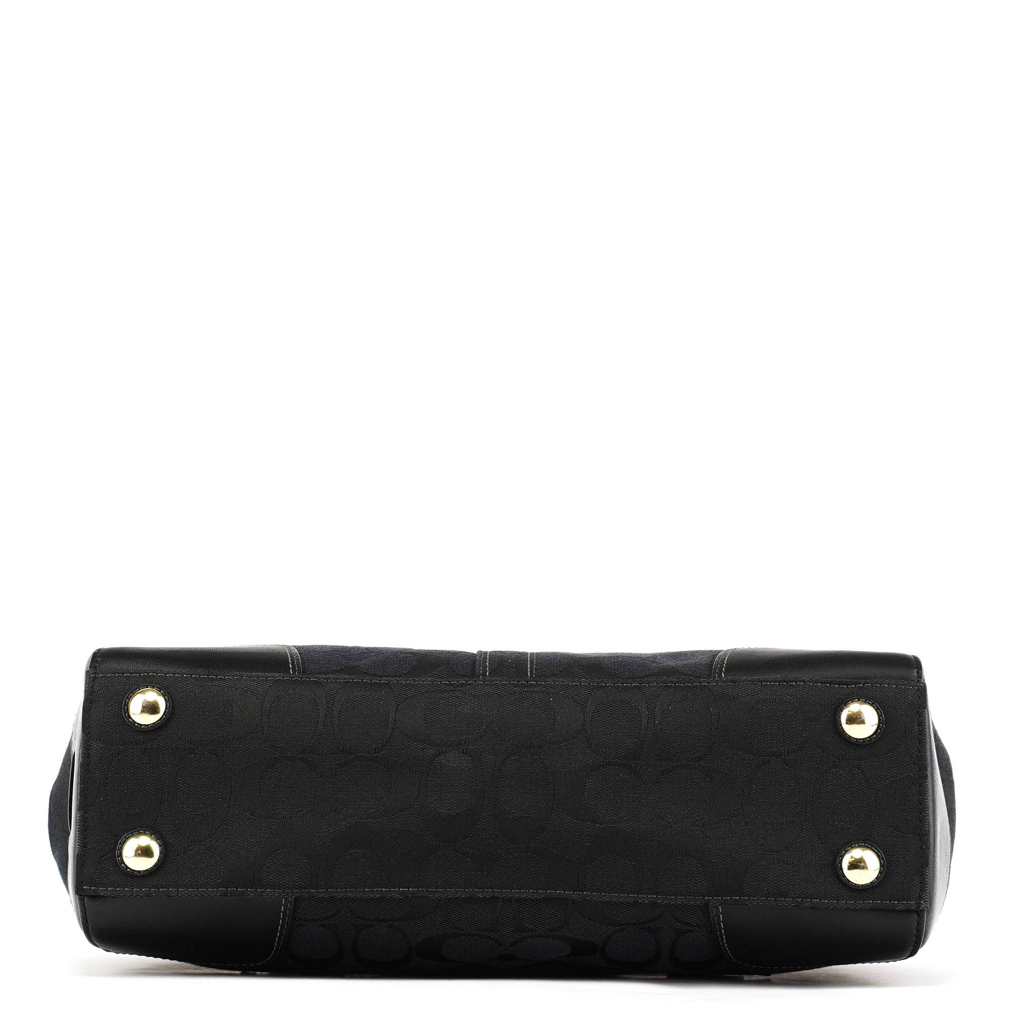 11602 Black Signature Leather Turnlock Tote Bag