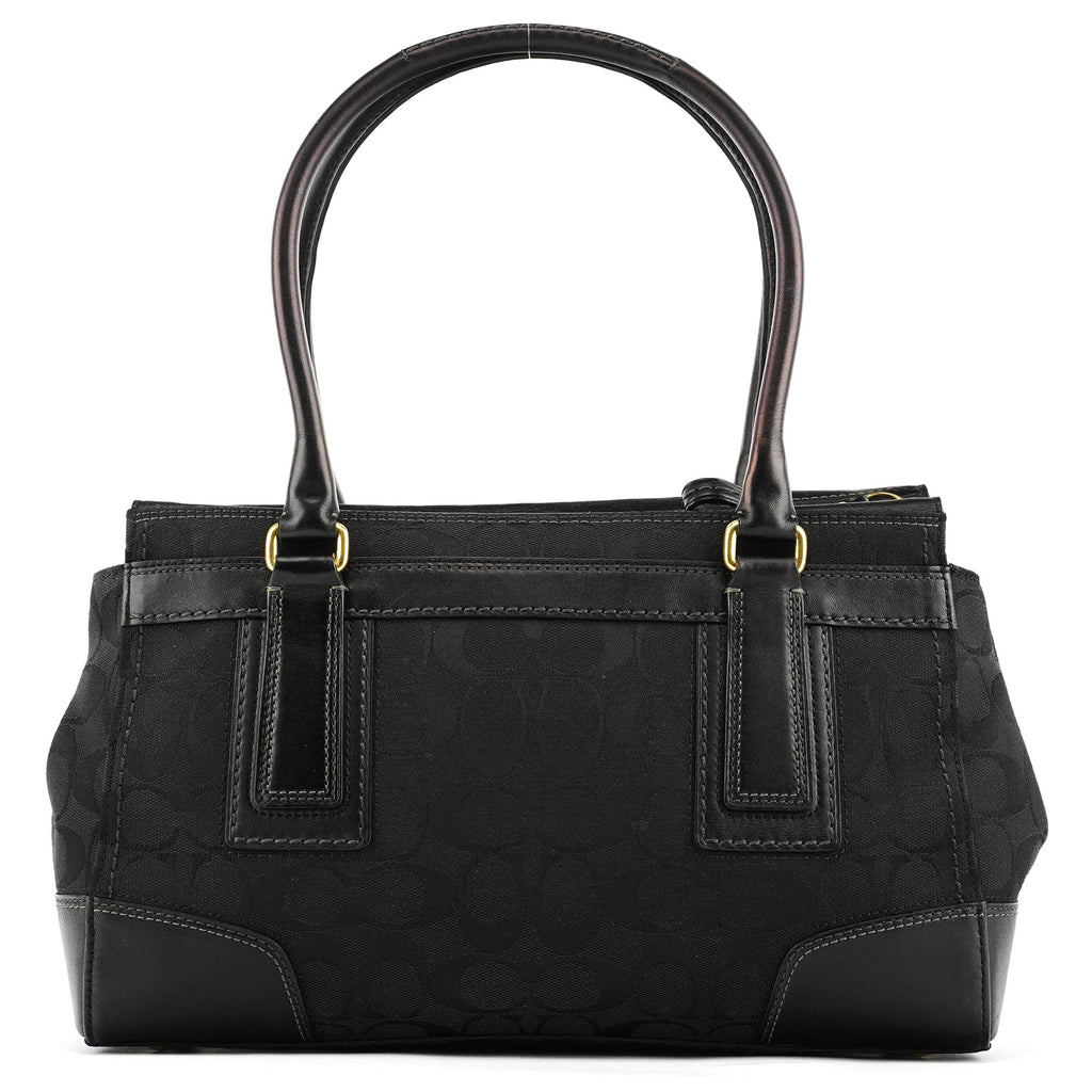 11602 Black Signature Leather Turnlock Tote Bag