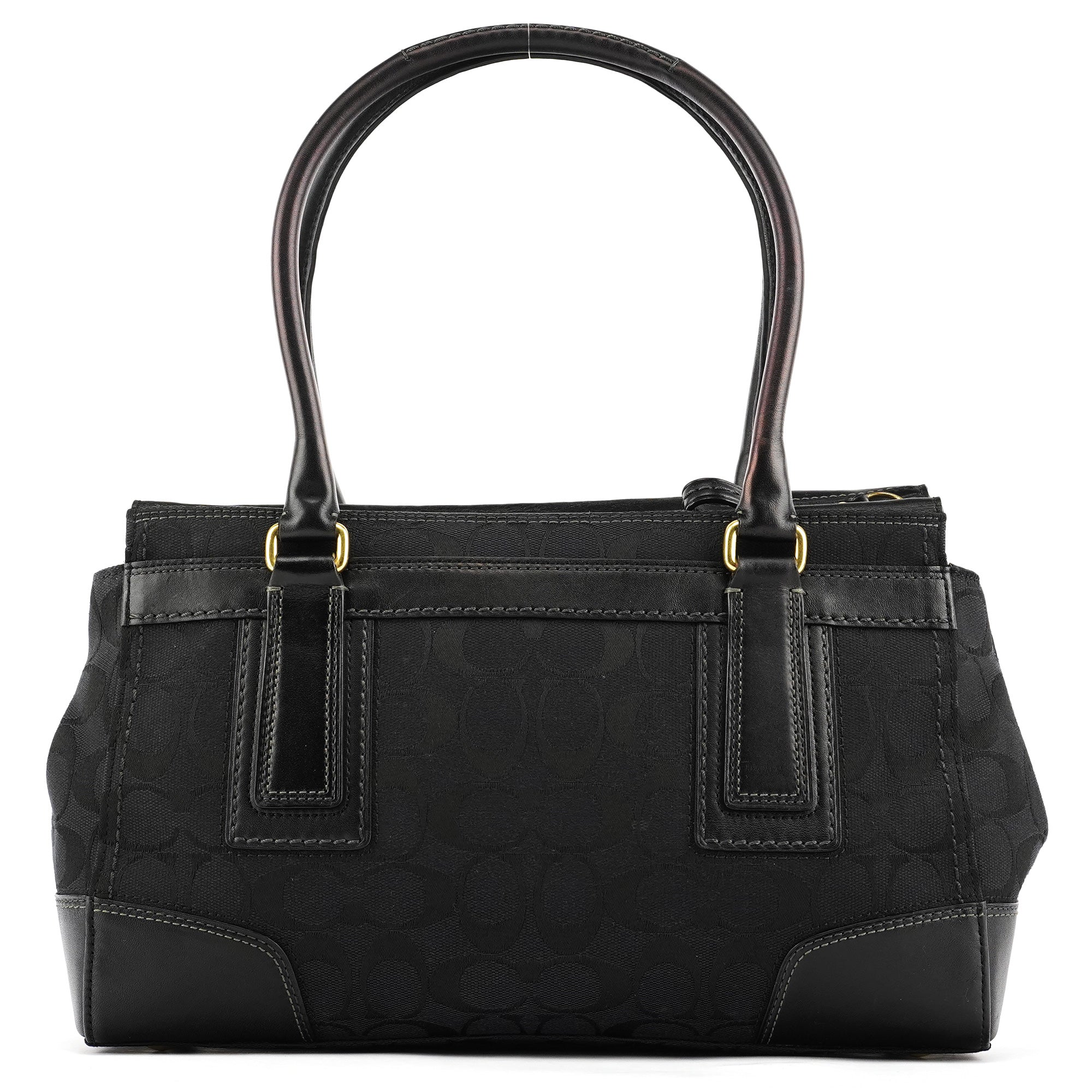 11602 Black Signature Leather Turnlock Tote Bag