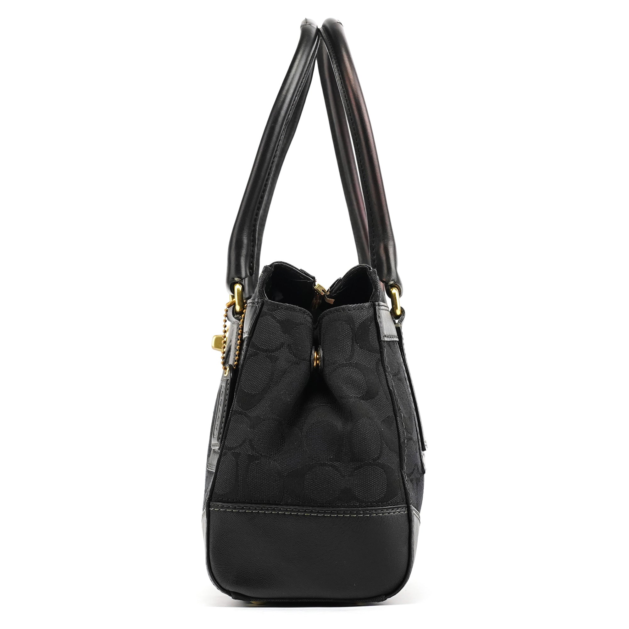11602 Black Signature Leather Turnlock Tote Bag