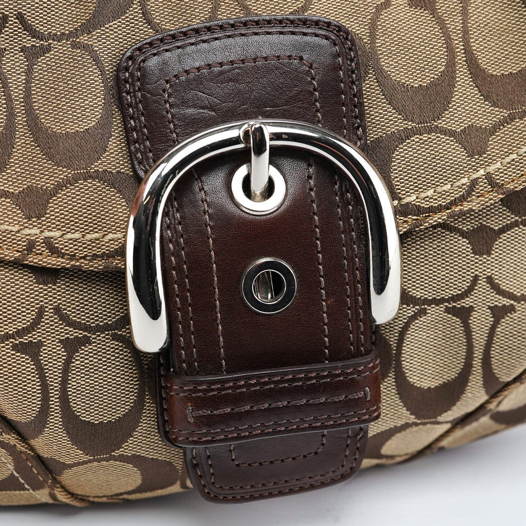 11860 Beige Brown Signature C Soho Shoulder Bag