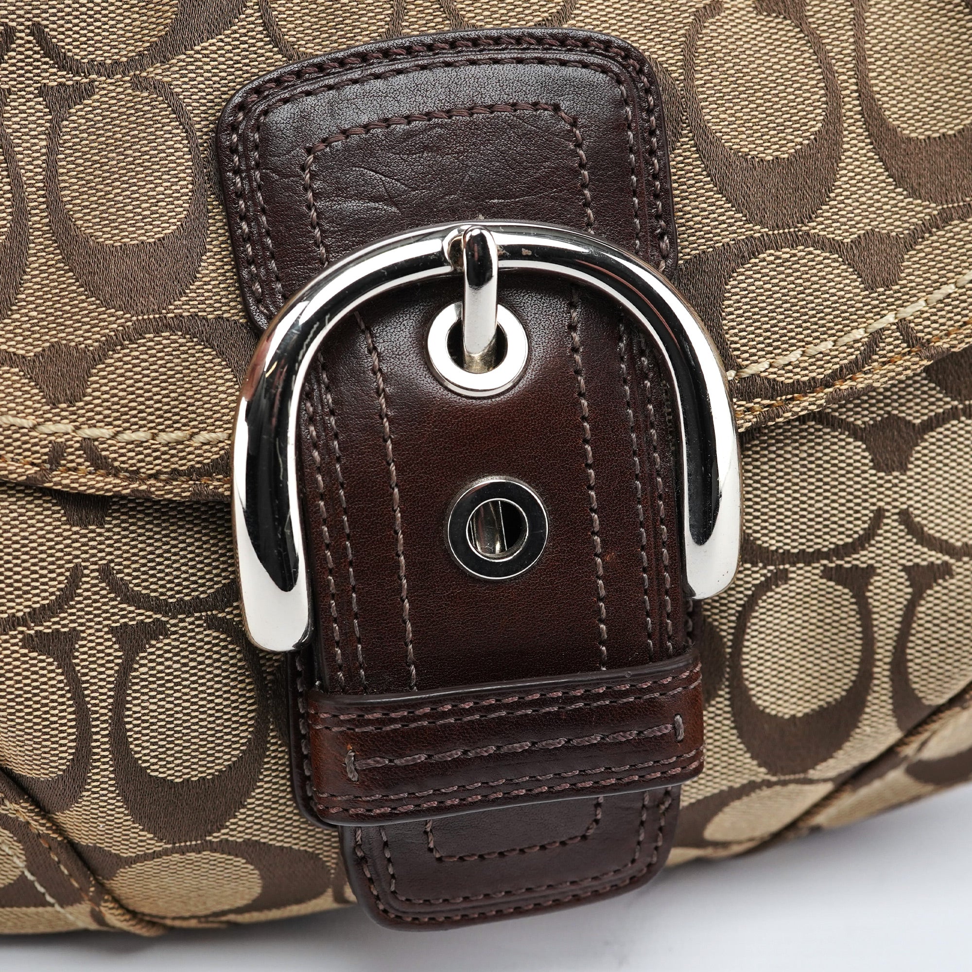 11860 Beige Brown Signature C Soho Shoulder Bag