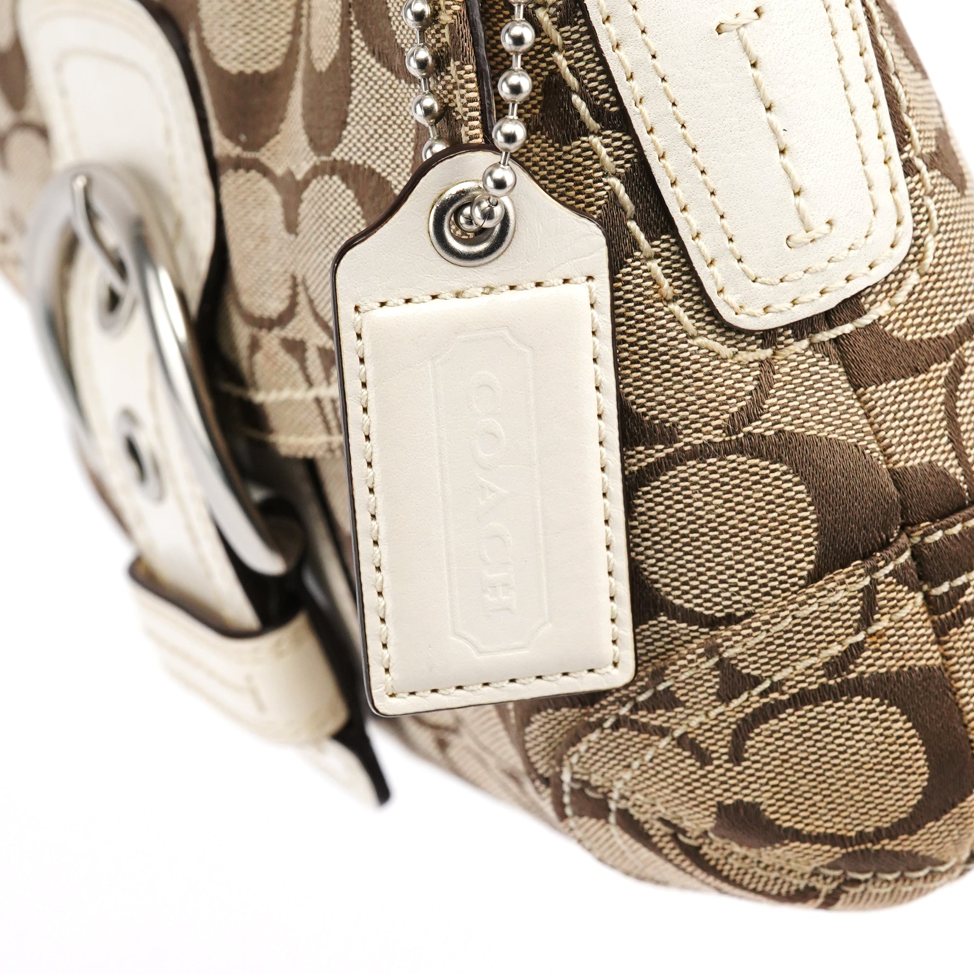 11860 Beige White Soho Shoulder Bag