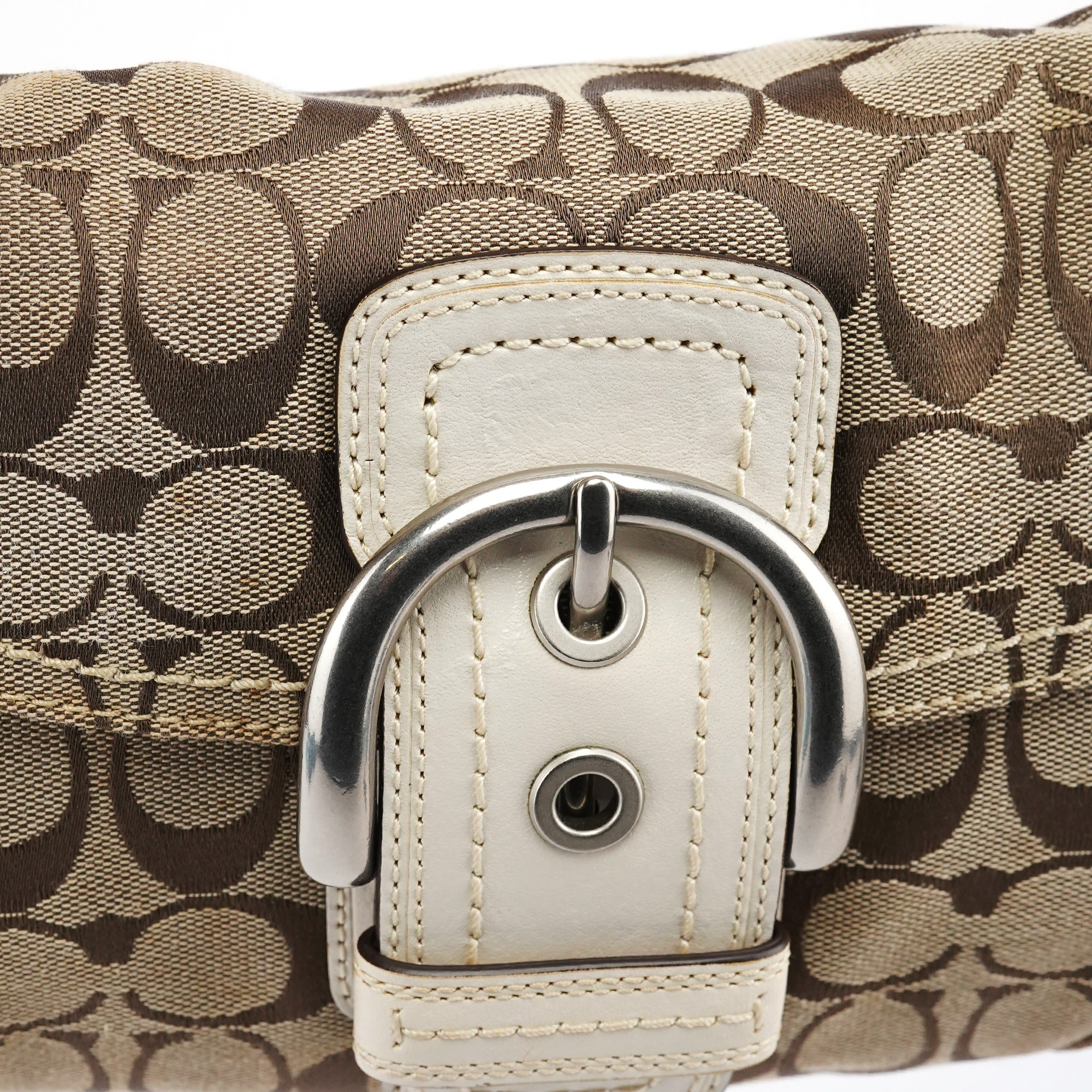 11860 Beige White Soho Shoulder Bag