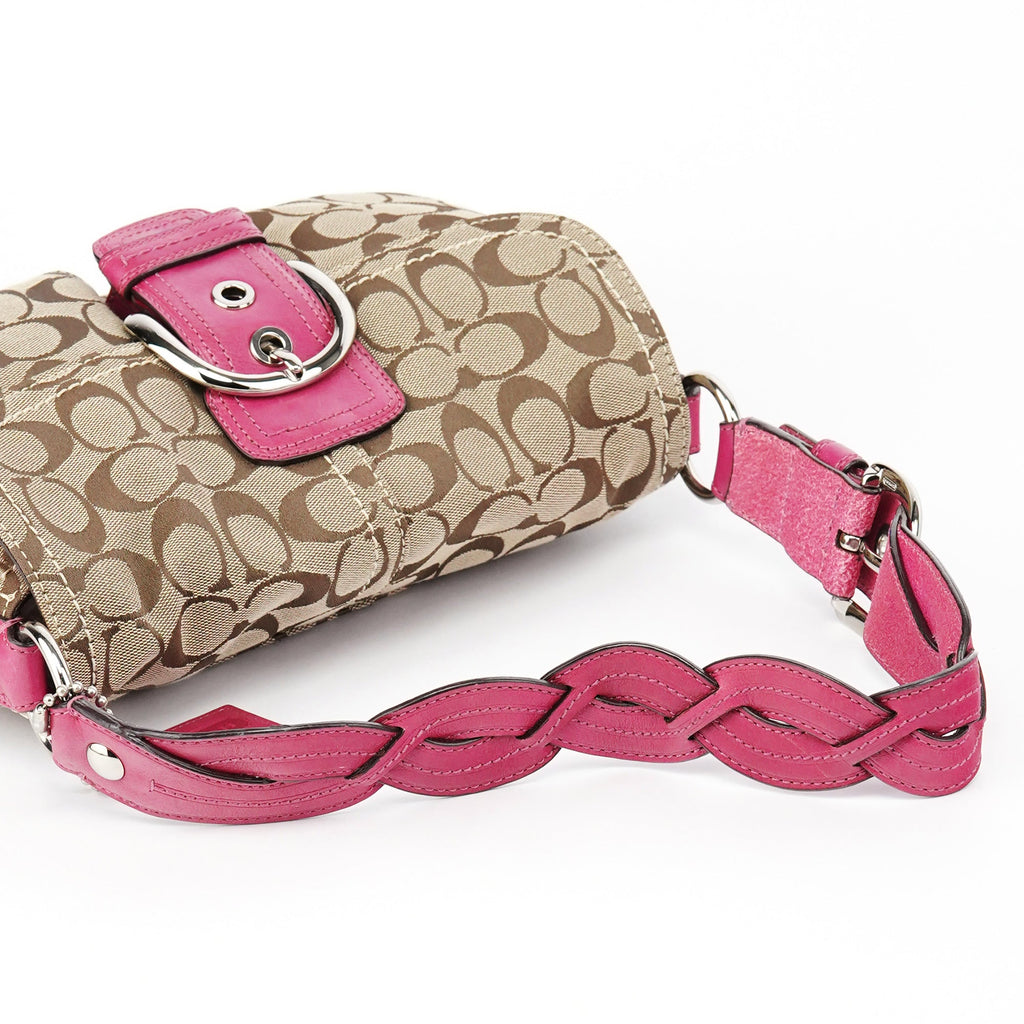 11862 Beige Pink Signature Soho Shoulder Bag