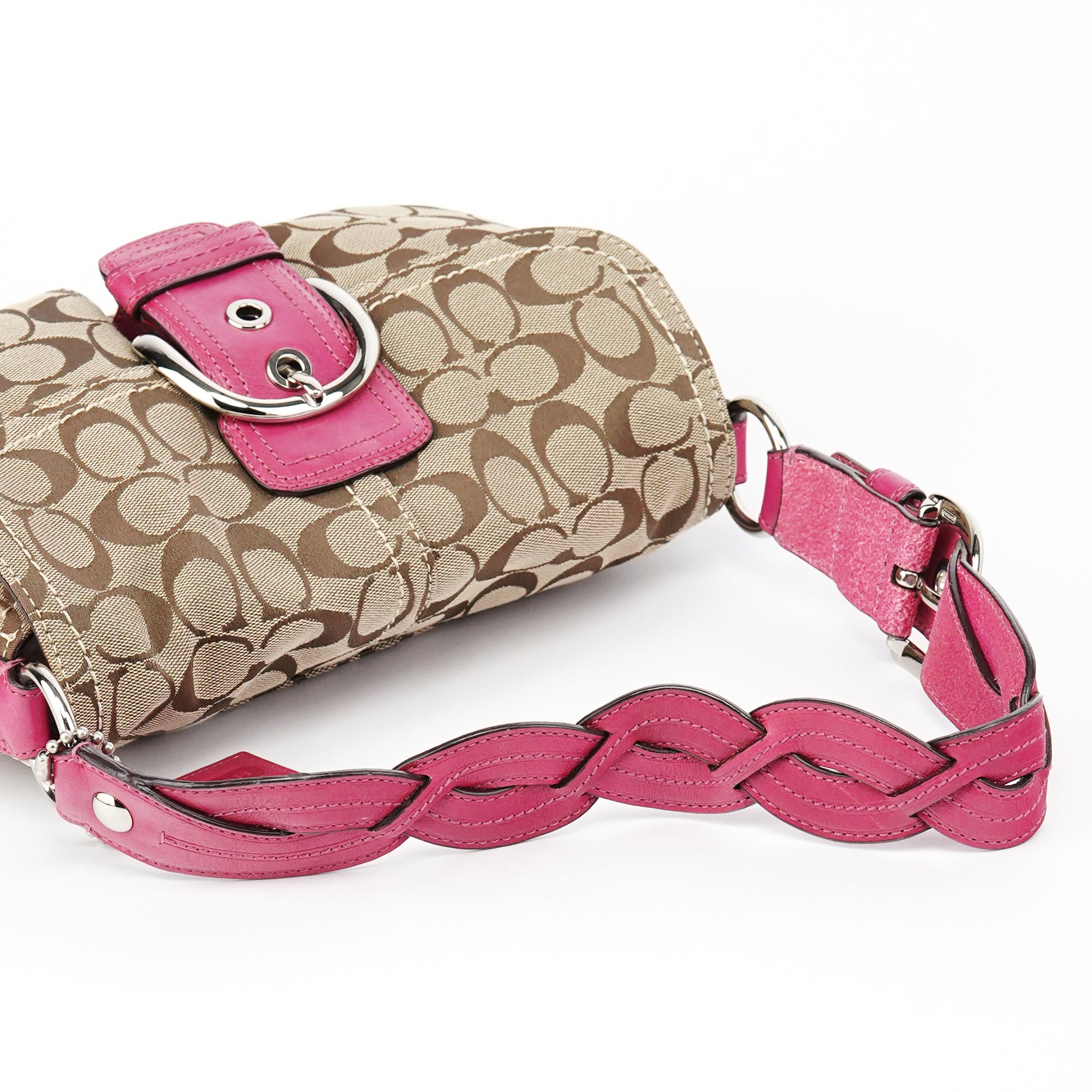 11862 Beige Pink Signature Soho Shoulder Bag