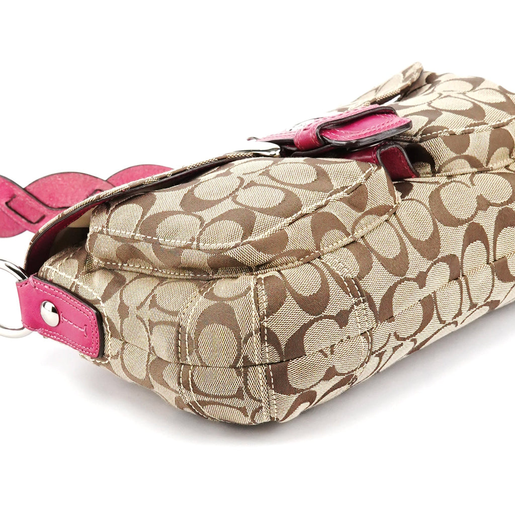 11862 Beige Pink Signature Soho Shoulder Bag