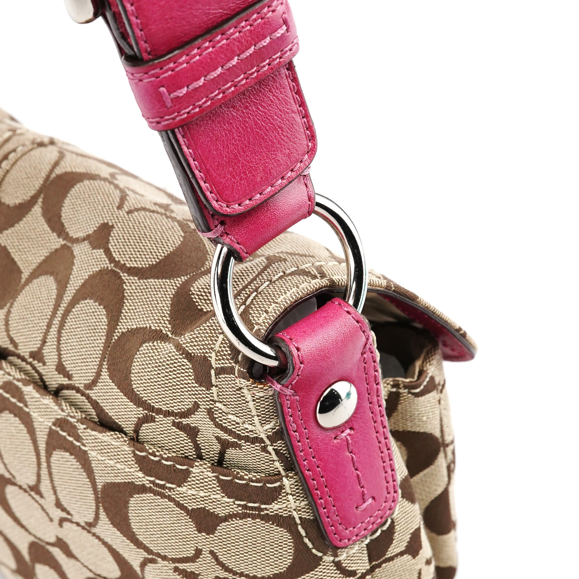 11862 Beige Pink Signature Soho Shoulder Bag