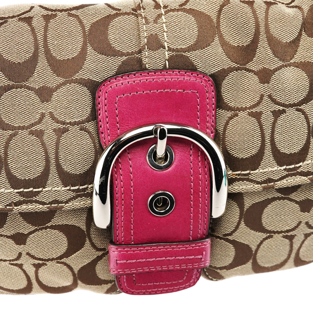 11862 Beige Pink Signature Soho Shoulder Bag