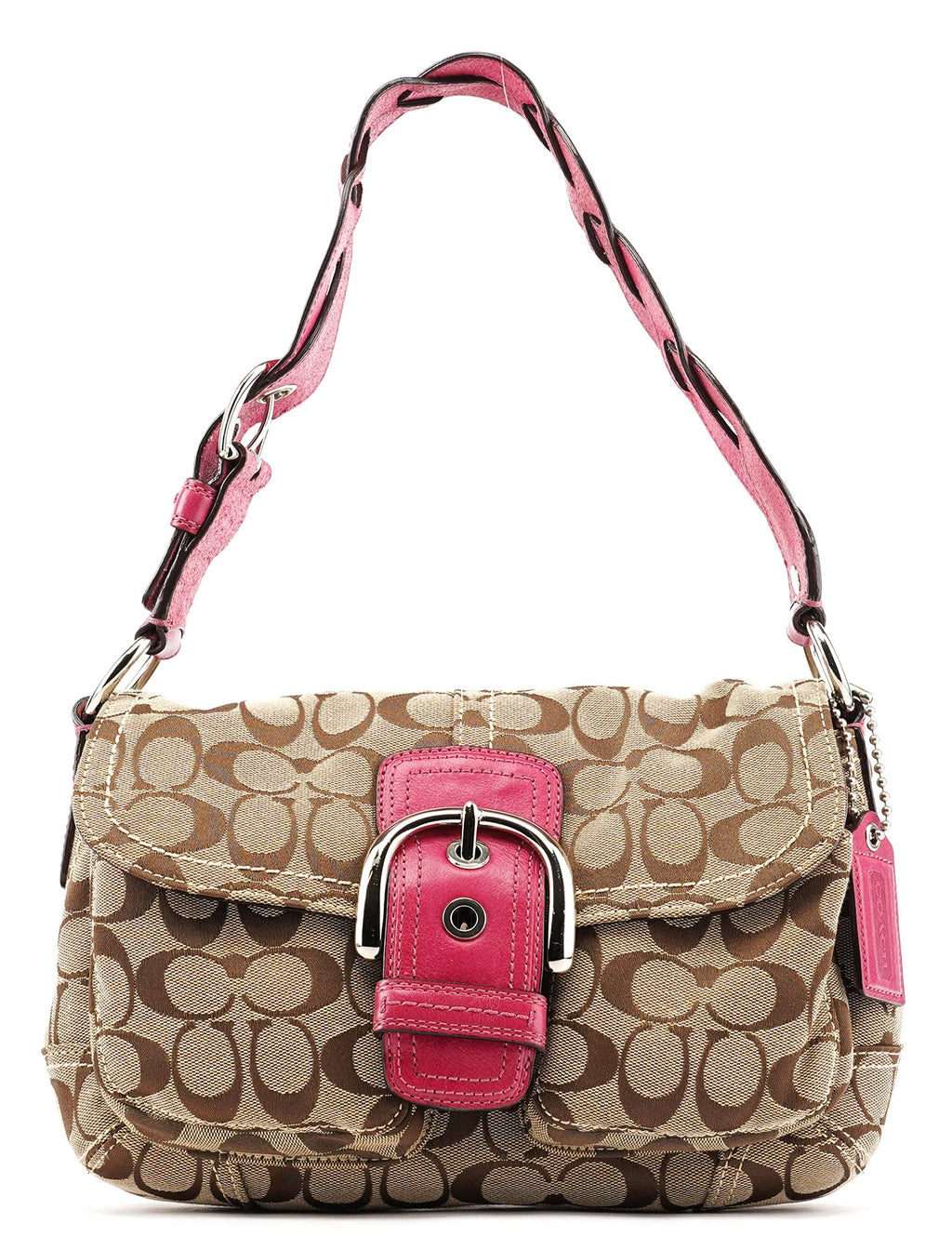 11862 Beige Pink Signature Soho Shoulder Bag