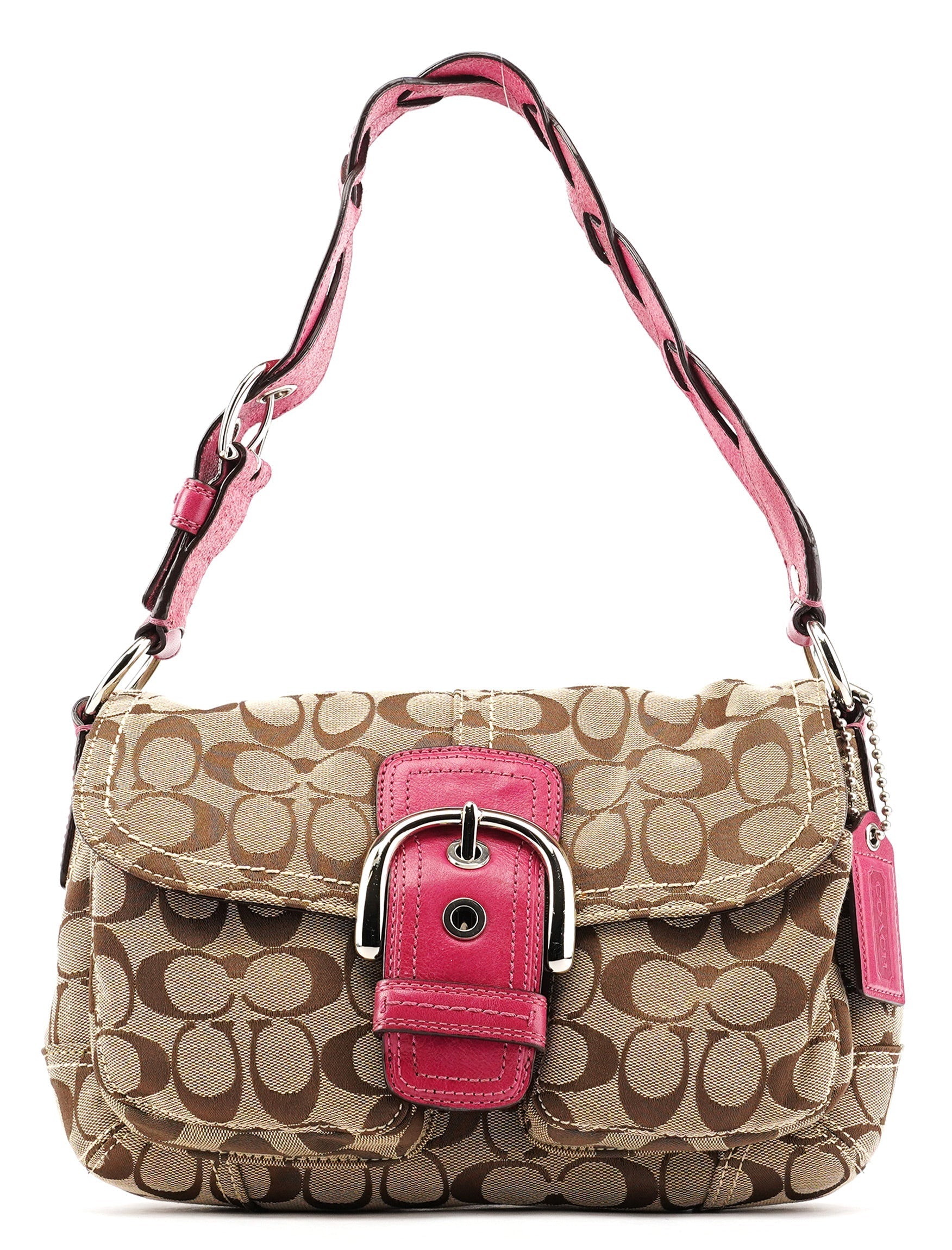 11862 Beige Pink Signature Soho Shoulder Bag