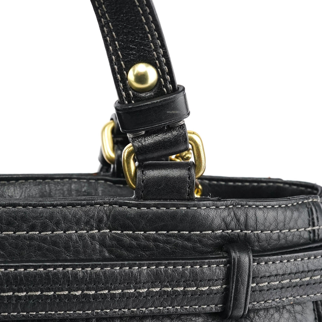12476 Black Leather Tote Bag