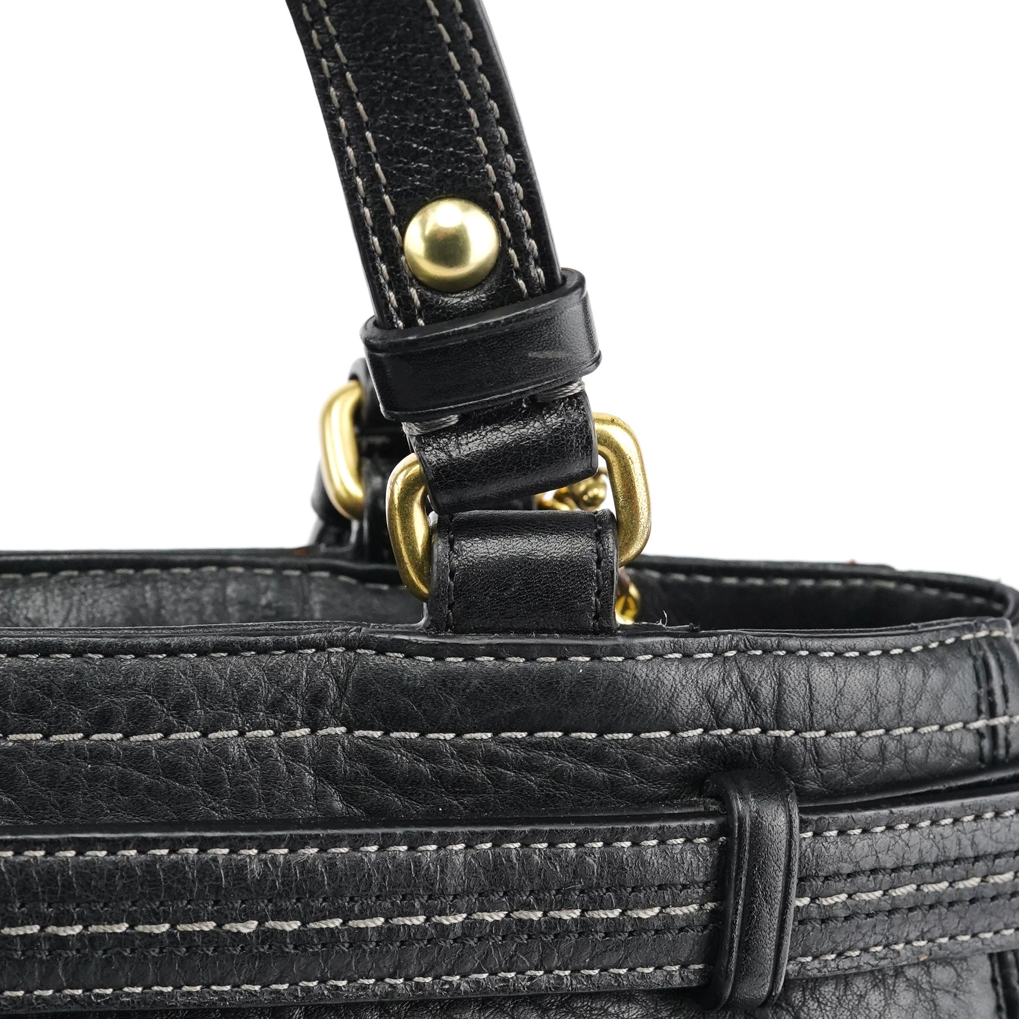12476 Black Leather Tote Bag