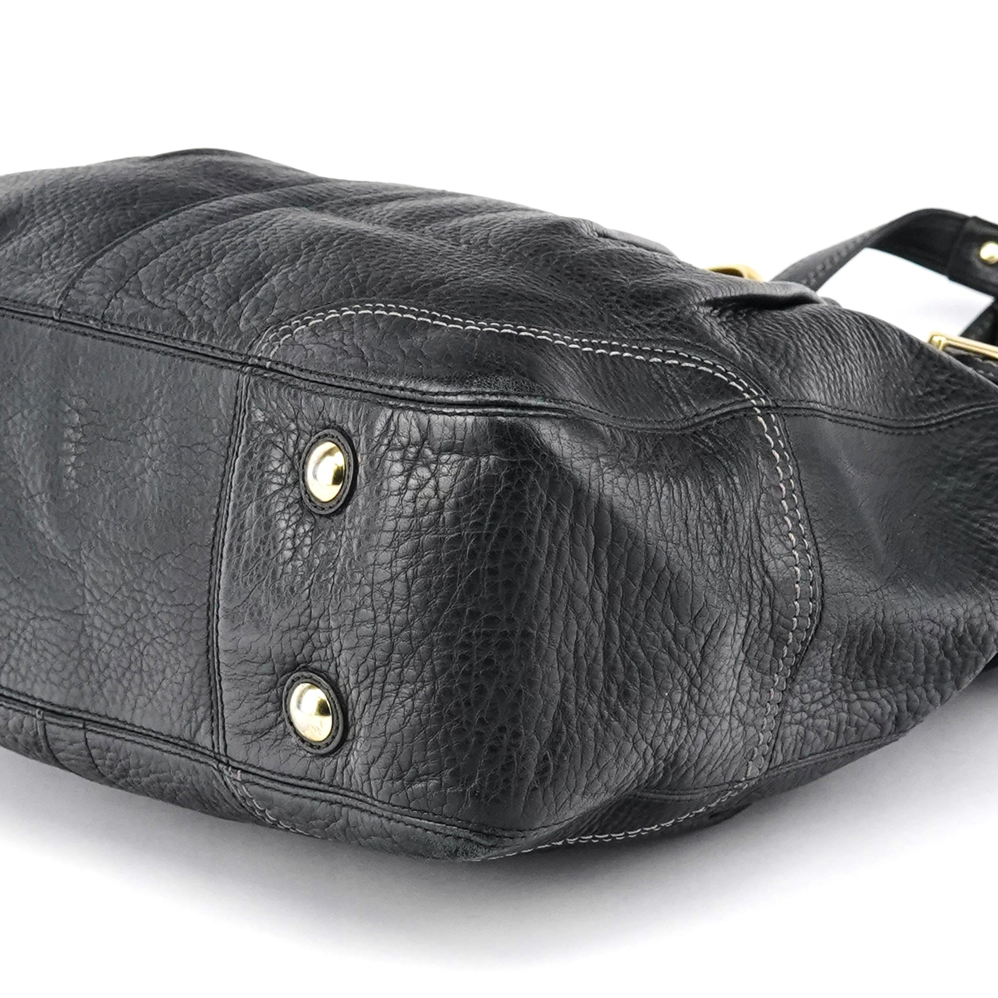 12476 Black Leather Tote Bag