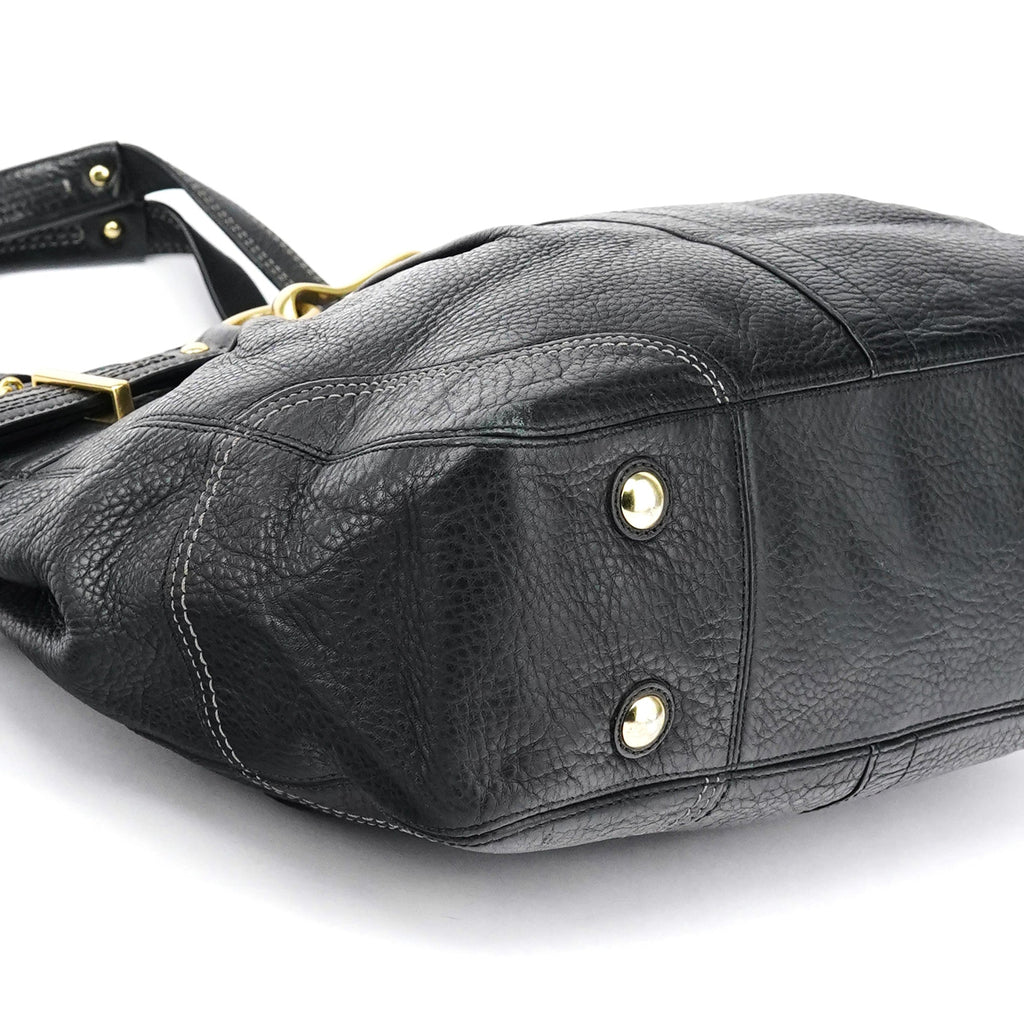 12476 Black Leather Tote Bag