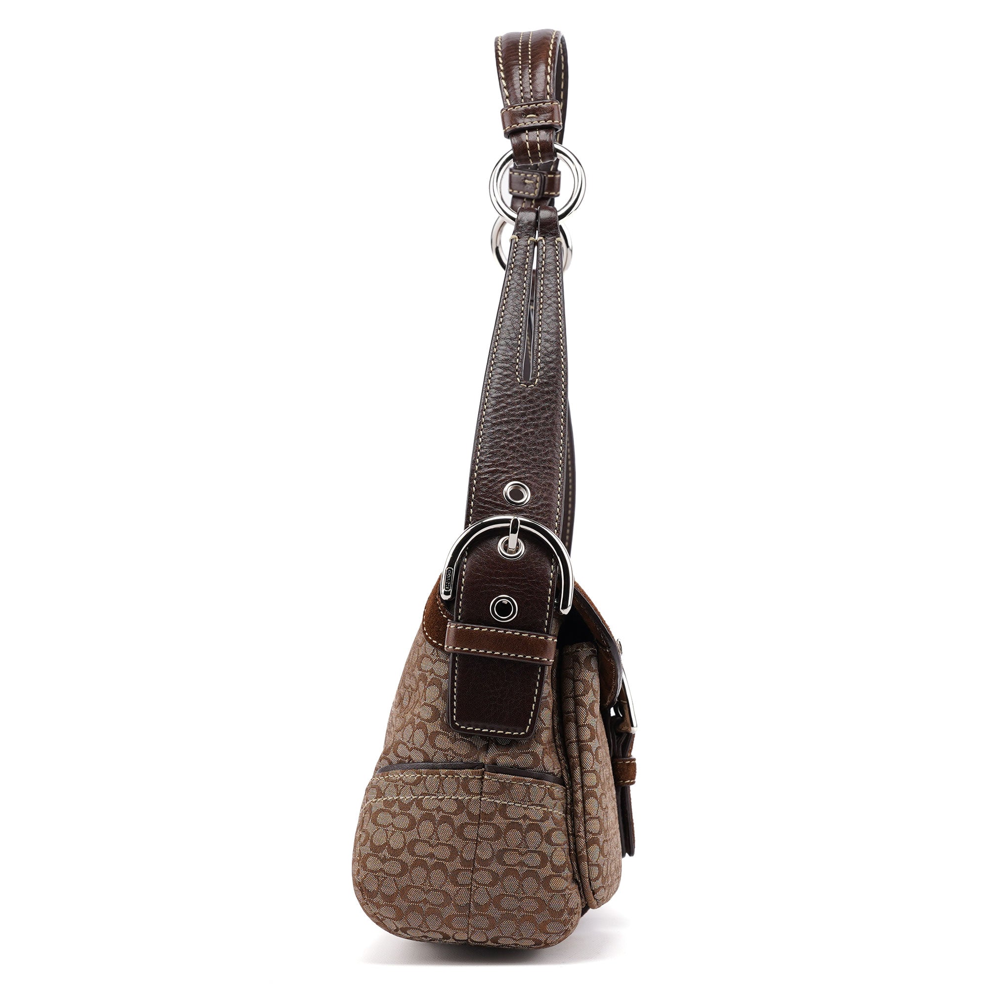 1463 Beige Suede Signature C Soho Shoulder Bag