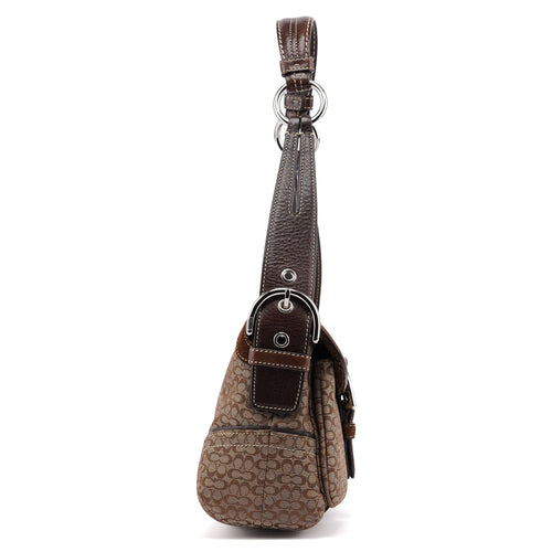 1463 Beige Suede Signature C Soho Shoulder Bag