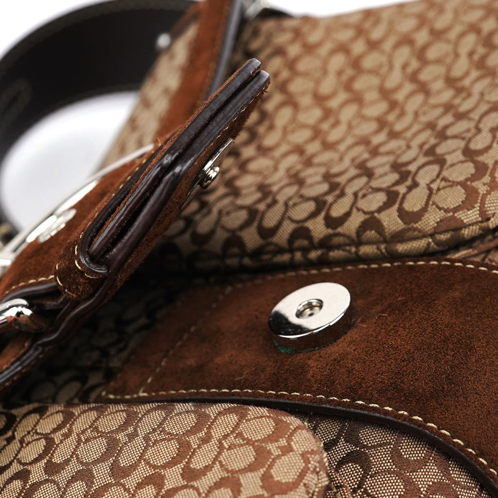 1463 Beige Suede Signature C Soho Shoulder Bag